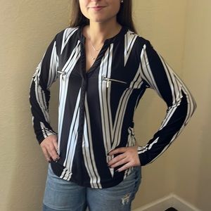 Black and White Striped Blouse